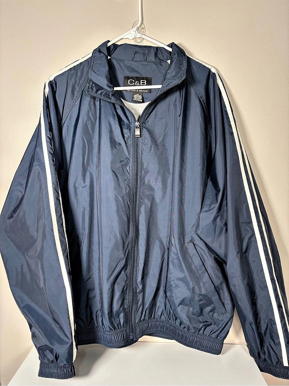 C&B Sport by Croft & Barrow C&B Sport Striped Nylon Track Jacket in Blue